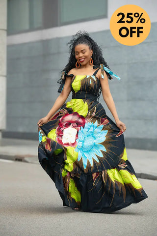 CLAIRE FLORAL GOLD MAXI DRESS Dresses