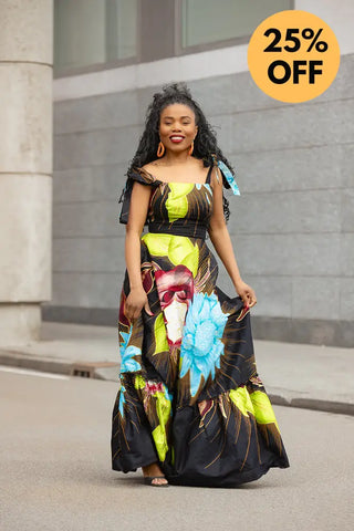 CLAIRE FLORAL GOLD MAXI DRESS Dresses