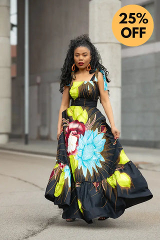 CLAIRE FLORAL GOLD MAXI DRESS Dresses