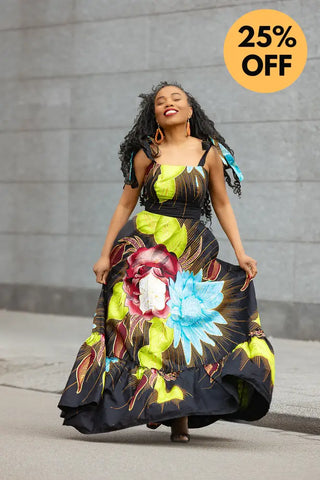 CLAIRE FLORAL GOLD MAXI DRESS Dresses