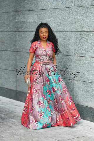 CLARA PINK AND GOLD MAXI DRESS Dresses