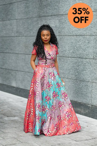 CLARA PINK AND GOLD MAXI DRESS Dresses