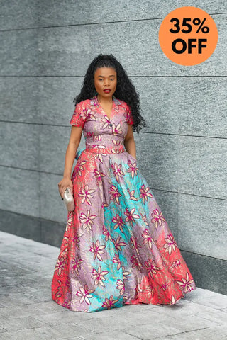 CLARA PINK AND GOLD MAXI DRESS Dresses