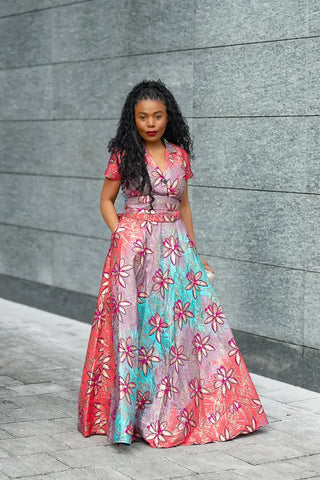 CLARA PINK AND GOLD MAXI DRESS Dresses