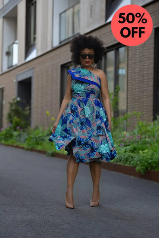 Dalia Blue Asymmetric Dress