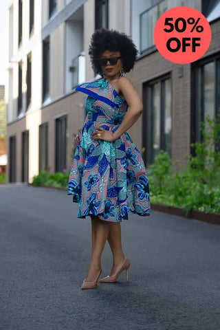 Dalia Blue Asymmetric Dress