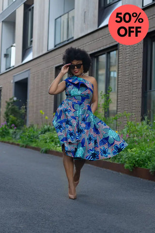 Dalia Blue Asymmetric Dress