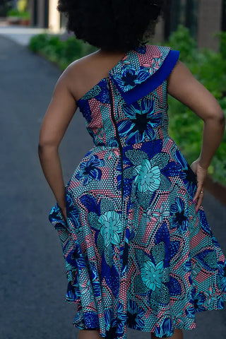 Dalia Blue Asymmetric Dress