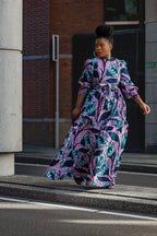 Derin Pink And Blue Maxi Dress