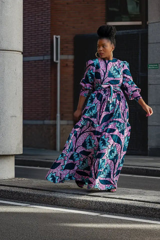 Derin Pink And Blue Maxi Dress