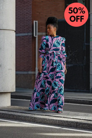 Derin Pink And Blue Maxi Dress