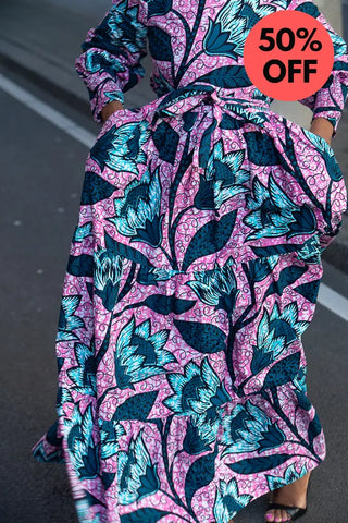 Derin Pink And Blue Maxi Dress