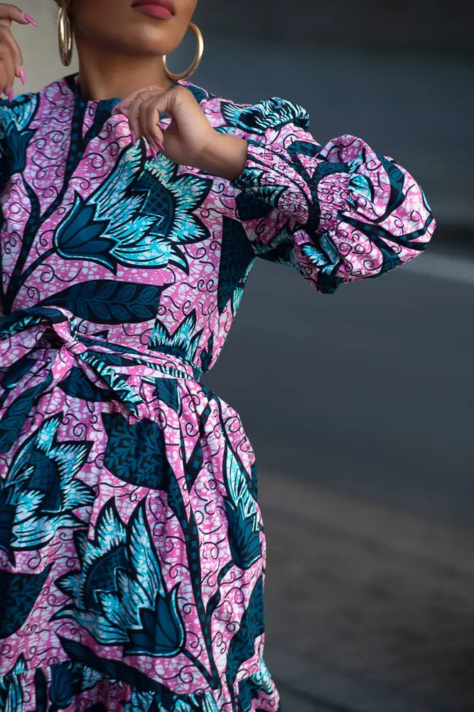 Derin Pink and Blue Maxi Dress Derin Pink and Blue Maxi Dress