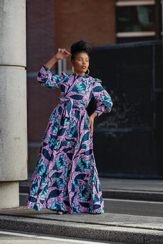 Derin Pink And Blue Maxi Dress