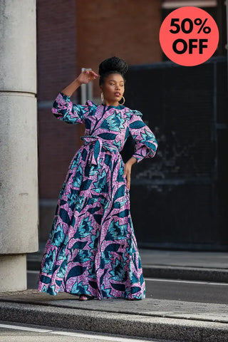 Derin Pink And Blue Maxi Dress