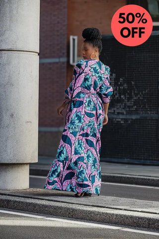 Derin Pink And Blue Maxi Dress