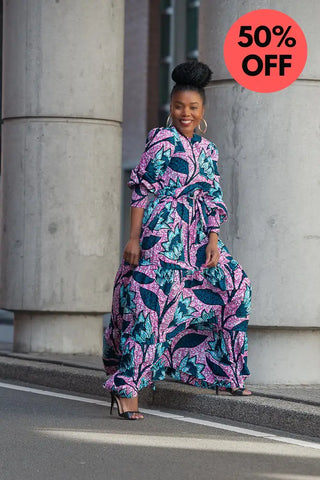 Derin Pink And Blue Maxi Dress