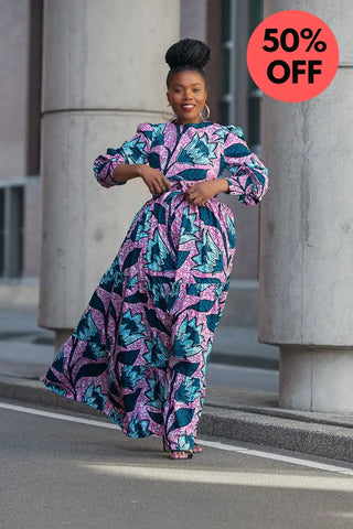 Derin Pink And Blue Maxi Dress