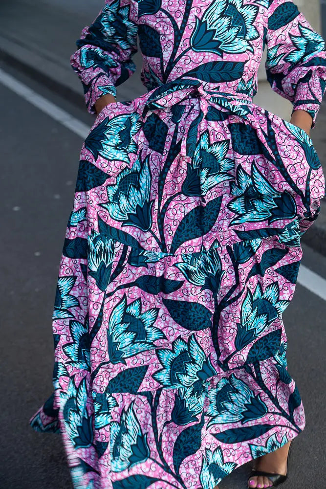 Derin Pink and Blue Maxi Dress 3XL Derin Pink and Blue Maxi Dress 3XL