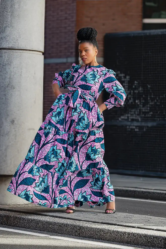 Derin Pink and Blue Maxi Dress Derin Pink and Blue Maxi Dress