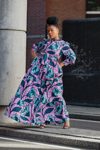 Derin Pink And Blue Maxi Dress