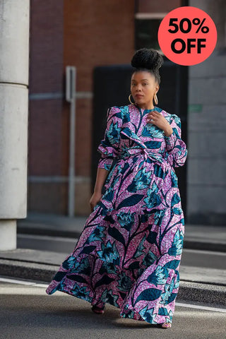 Derin Pink And Blue Maxi Dress