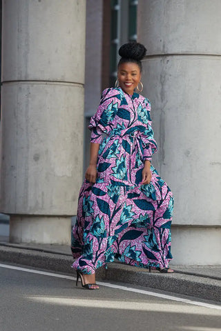 Derin Pink And Blue Maxi Dress