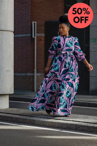 Derin Pink And Blue Maxi Dress