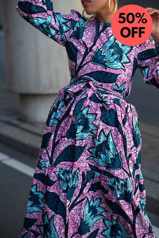 Derin Pink And Blue Maxi Dress