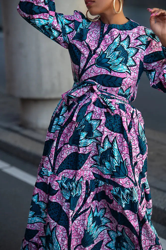Derin Pink and Blue Maxi Dress 3XL Derin Pink and Blue Maxi Dress 3XL