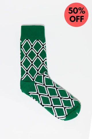 EKO GEOMETRIC GREEN SOCKS UK 4-8/EU 36-41