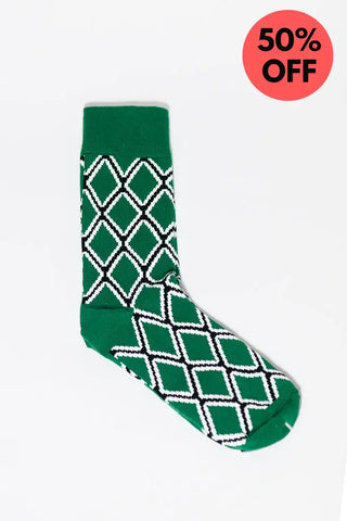 EKO GEOMETRIC GREEN SOCKS UK 4-8/EU 36-41
