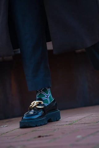 EKO GEOMETRIC GREEN SOCKS UK 4-8/EU 36-41