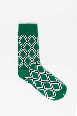 EKO GEOMETRIC GREEN SOCKS UK 4-8/EU 36-41