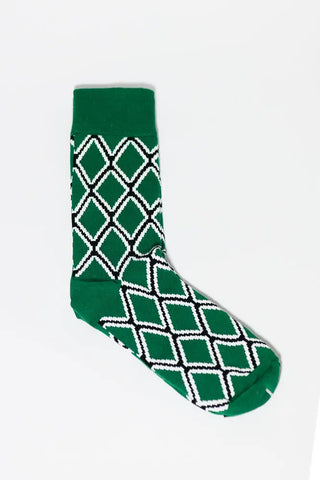 EKO GEOMETRIC GREEN SOCKS UK 4-8/EU 36-41