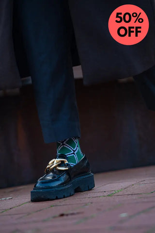 EKO GEOMETRIC GREEN SOCKS UK 4-8/EU 36-41