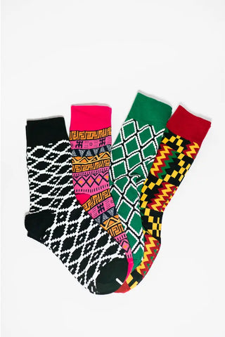 EKO GEOMETRIC GREEN SOCKS UK 4-8/EU 36-41