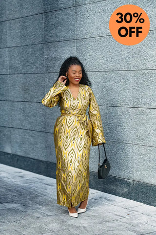 EMELIA GOLD WRAP DRESS Dresses