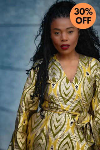 EMELIA GOLD WRAP DRESS Dresses