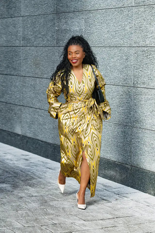 EMELIA GOLD WRAP DRESS Dresses