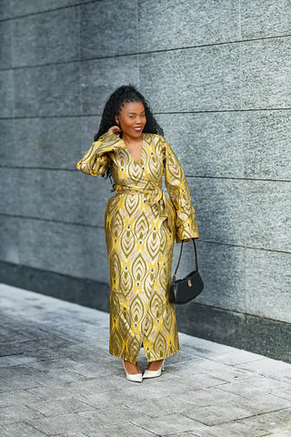 EMELIA GOLD WRAP DRESS Dresses