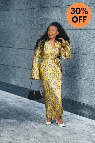 EMELIA GOLD WRAP DRESS Dresses