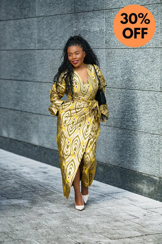 EMELIA GOLD WRAP DRESS Dresses