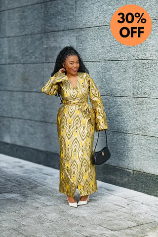 EMELIA GOLD WRAP DRESS Dresses