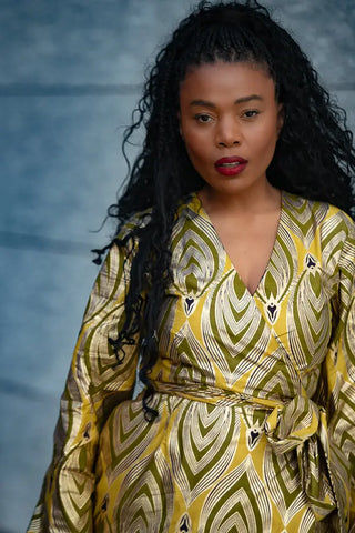 EMELIA GOLD WRAP DRESS Dresses