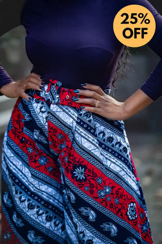 ESHE RED AND NAVY PALAZZO TROUSER Trousers