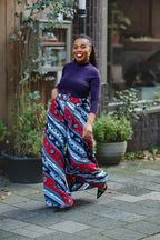 ESHE RED AND NAVY PALAZZO TROUSER Trousers