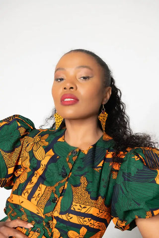 Fatima Midaxi Green And Orange Dress Apparel & Accessories