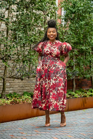 Fatima Red And Brown Dress Dresses