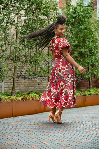 Fatima Red And Brown Dress Dresses